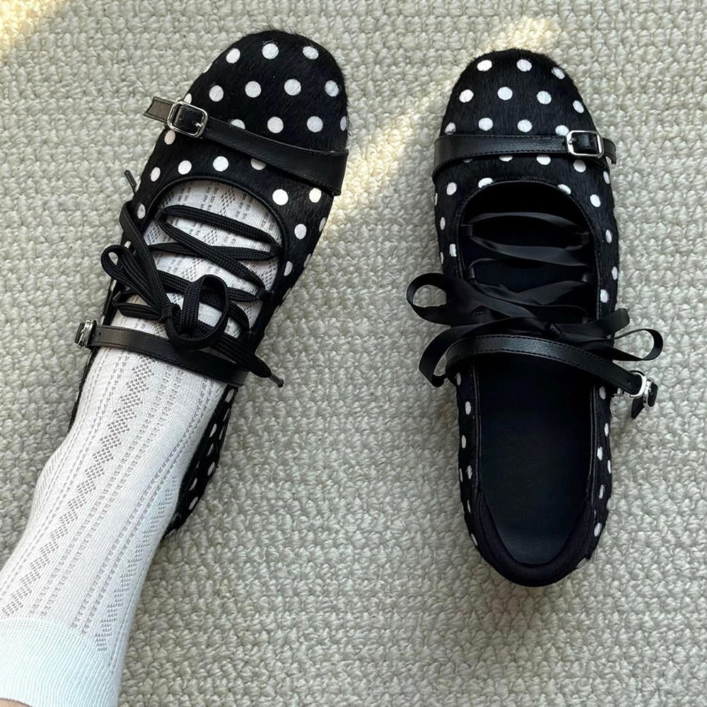 Paris Stories Polka Dot Lace Ballet Flats
