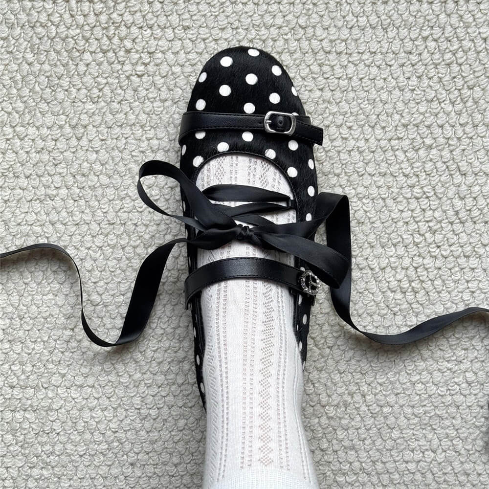 Paris Stories Polka Dot Lace Ballet Flats