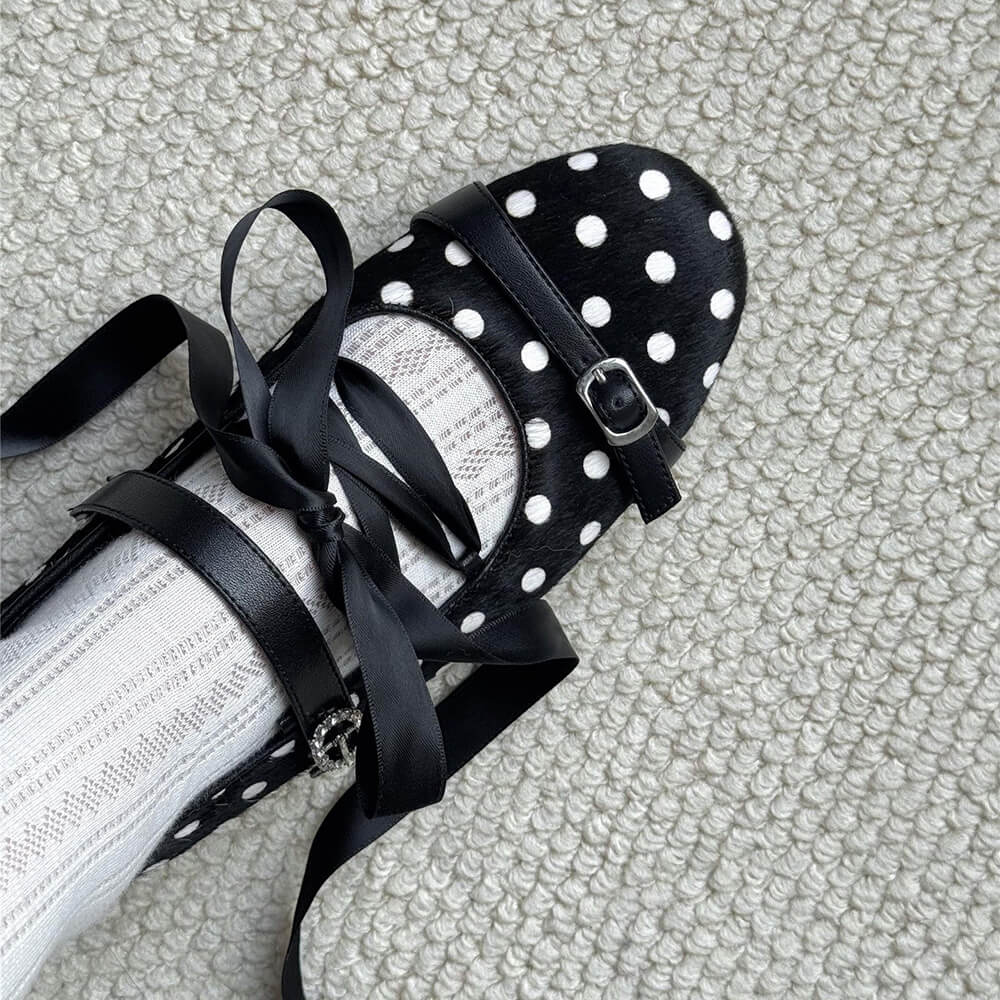Paris Stories Polka Dot Lace Ballet Flats