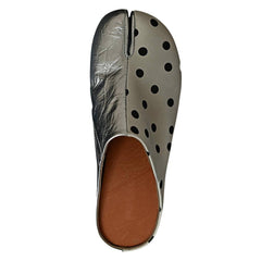 Paris Polka Dot Silver Tabi Mule Flats
