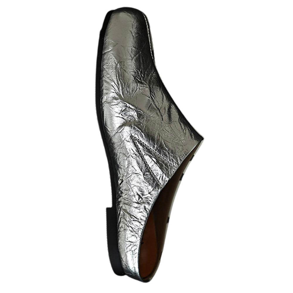 Paris Polka Dot Silver Tabi Mule Flats