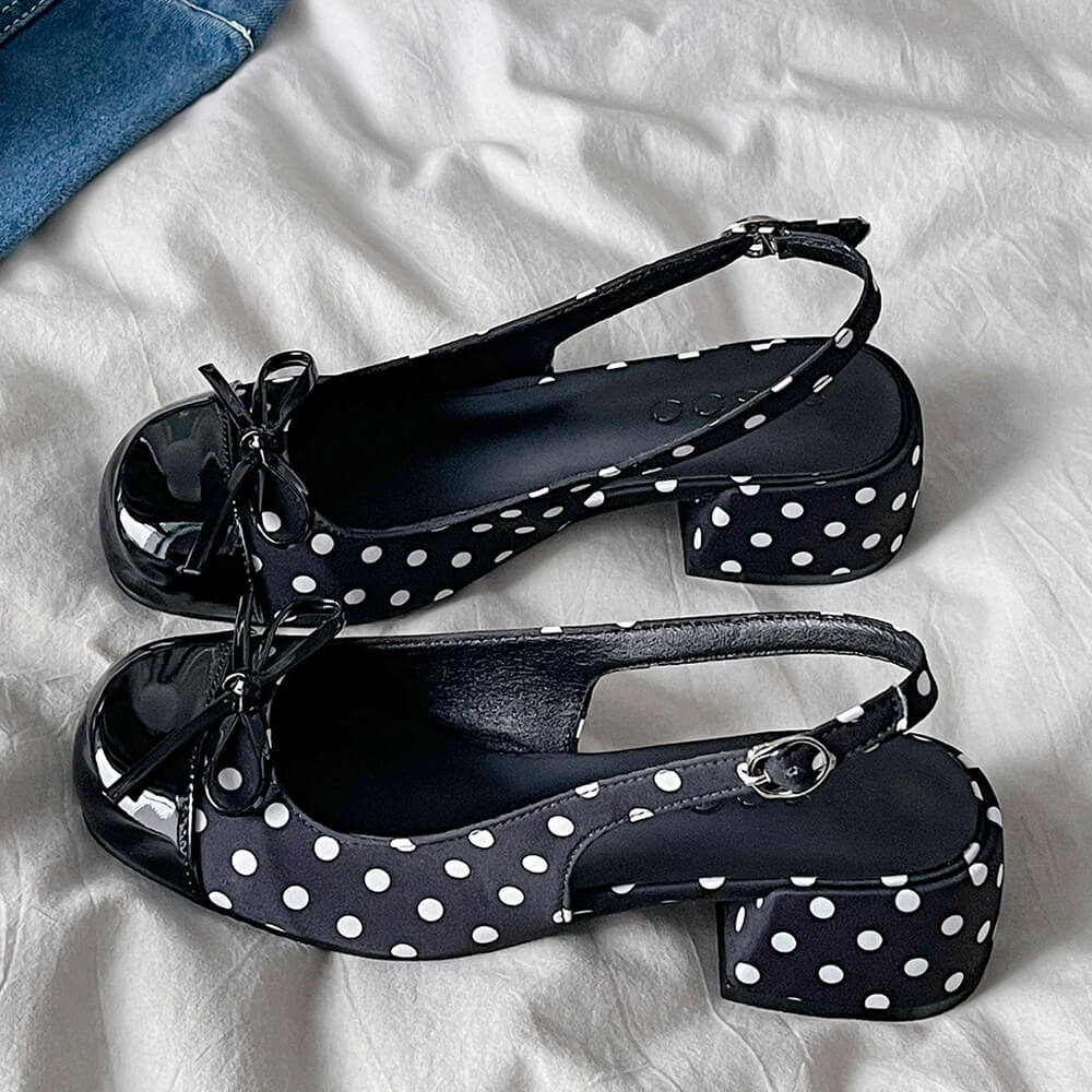Princess Mood Polka Dot Slingback Sandals
