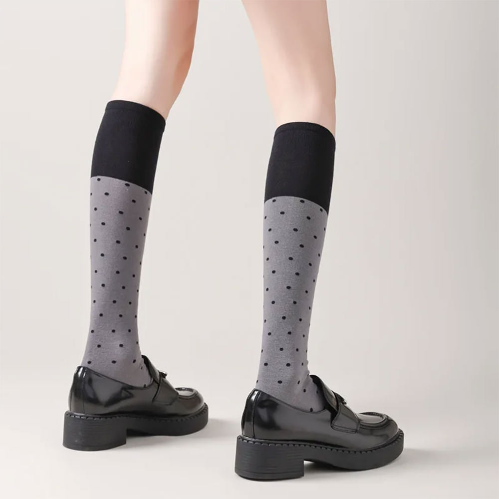 Preppy Polka Dot Knee High Socks