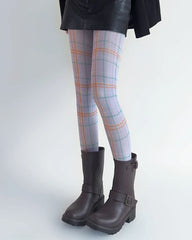 Purple Check Pattern Tights