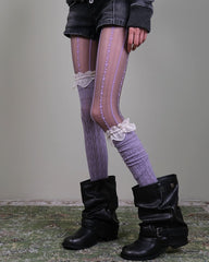 Purple Lace Tights & Knee Socks Set