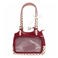 Red Apple Polka Dot Clear Pocket Handbag