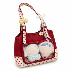 Red Apple Polka Dot Clear Pocket Handbag