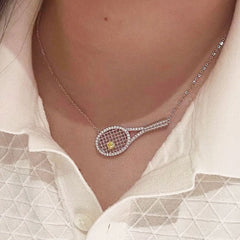 Rhinestone Tennis Racket Necklace