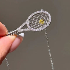 Rhinestone Tennis Racket Necklace