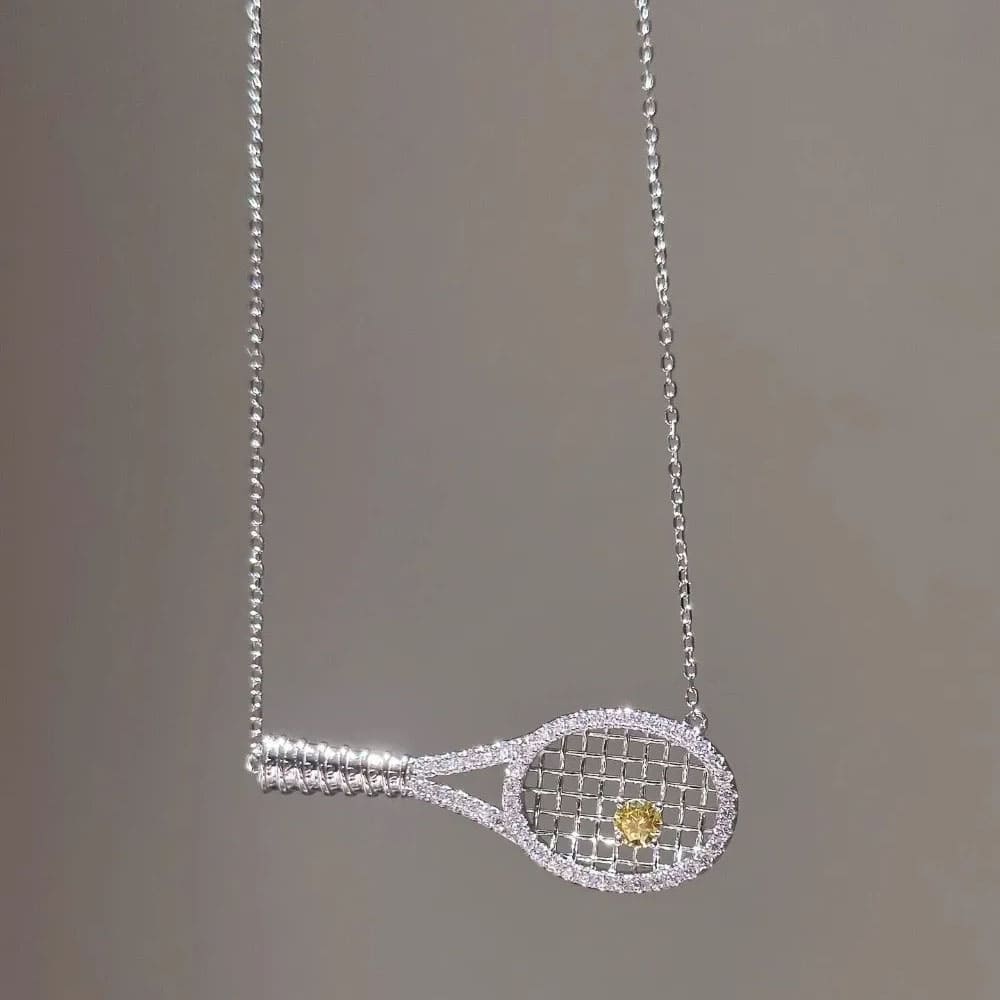 Rhinestone Tennis Racket Necklace