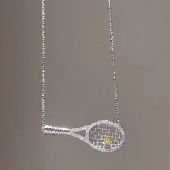 Rhinestone Tennis Racket Necklace