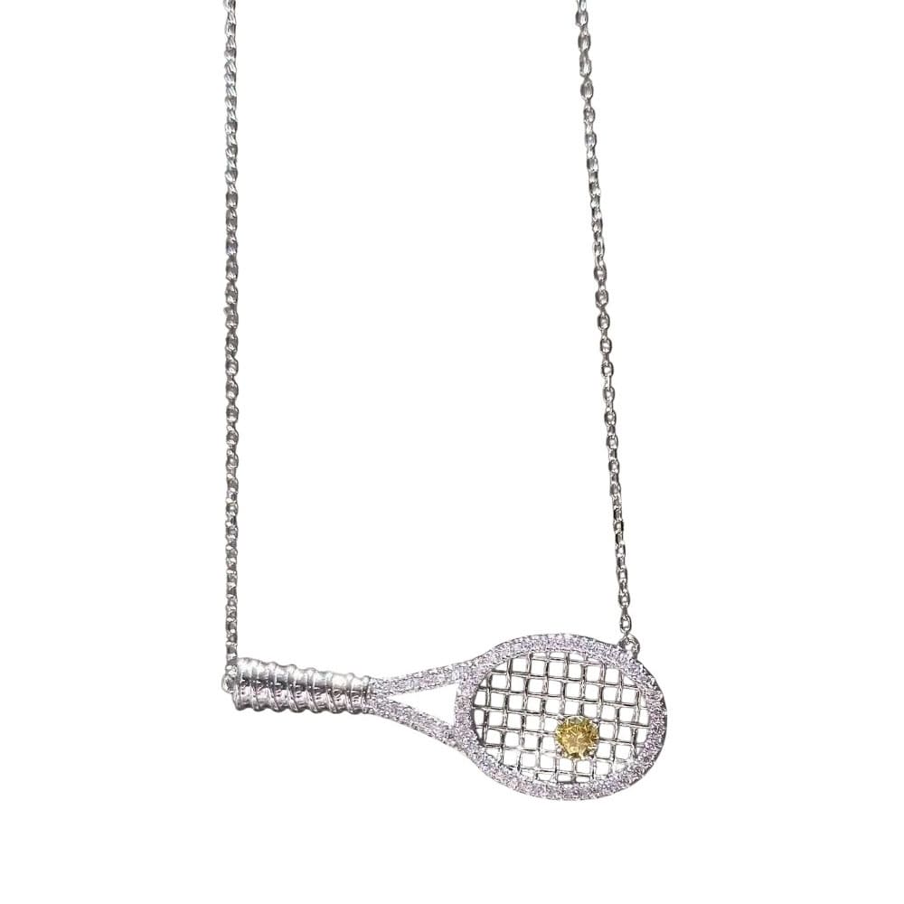 Rhinestone Tennis Racket Necklace