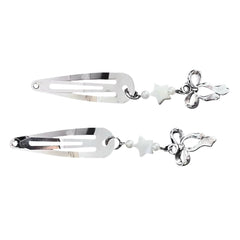 Silver Hair Clip with Ribbon Charms