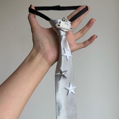 Silver Star Satin Tie