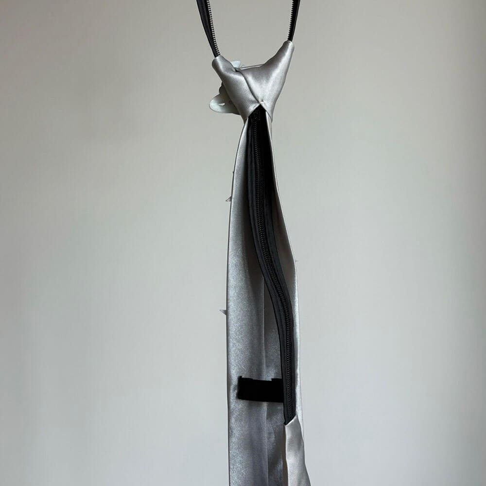 Silver Star Satin Tie