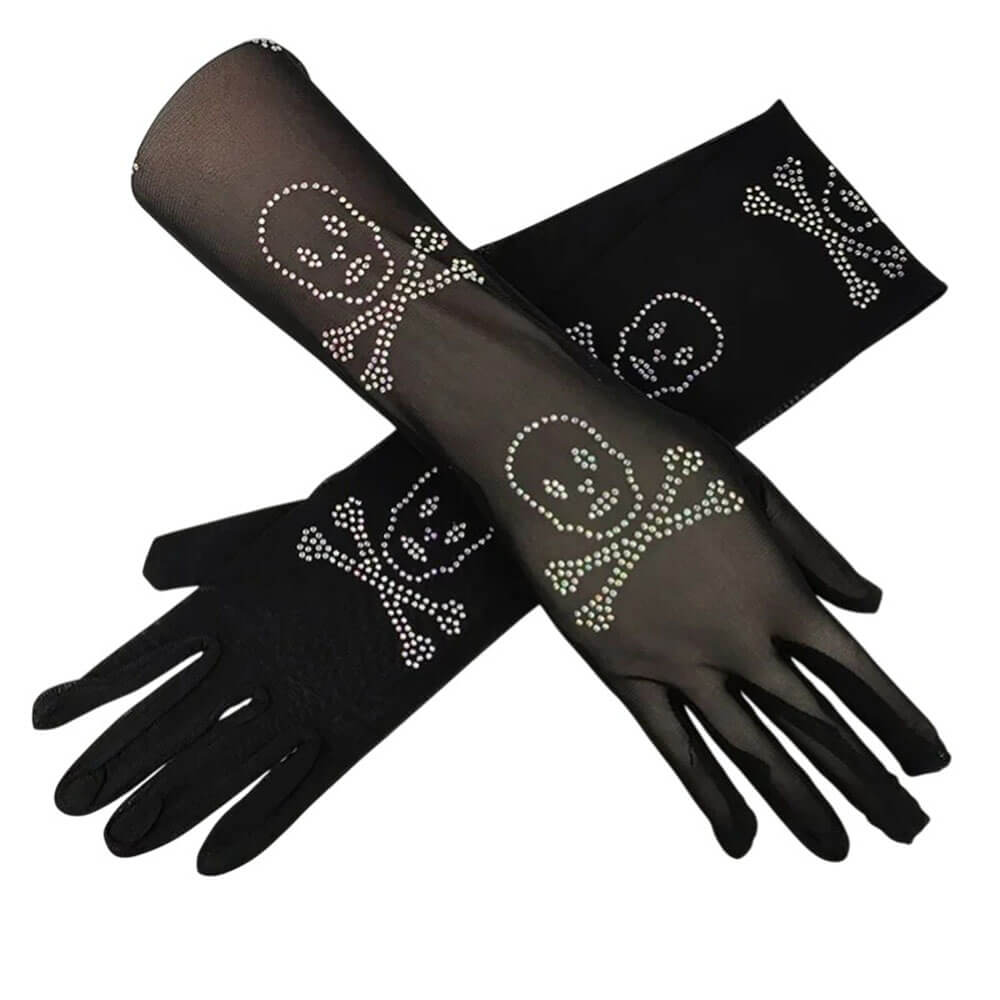 Skull Rhinestone Gloves