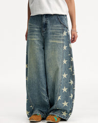 Star Print Barrel Jeans