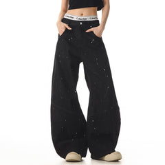 Star Pocket Striped Baggy Jeans