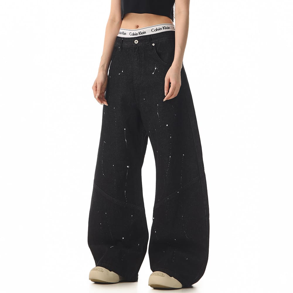 Star Pocket Striped Baggy Jeans