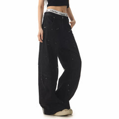 Star Pocket Striped Baggy Jeans