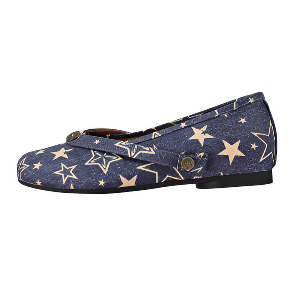 Star Print Denim Tabi Ballet Flats