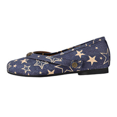 Star Print Denim Tabi Ballet Flats