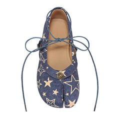 Star Print Denim Tabi Ballet Flats