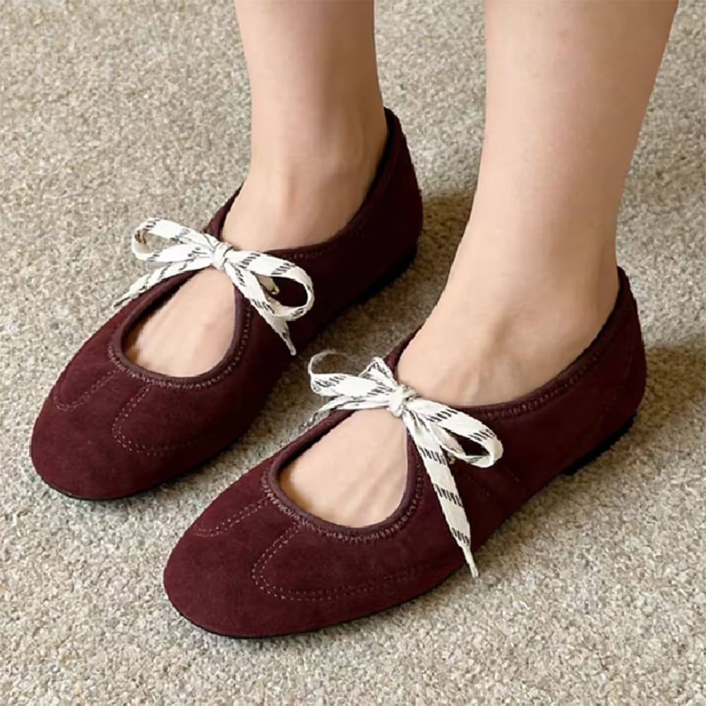Suede Lace Up Mary Jane Flats