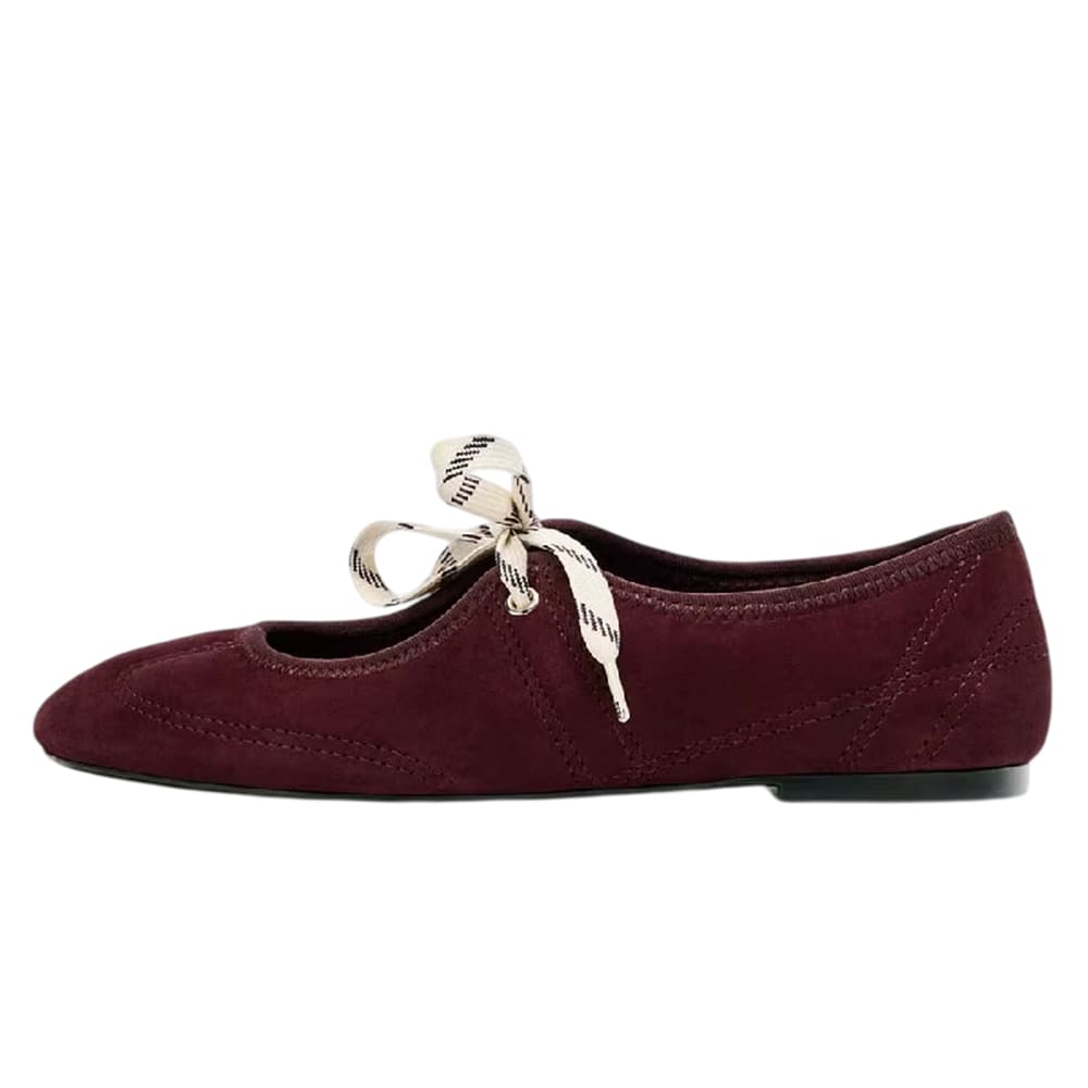 Suede Lace Up Mary Jane Flats