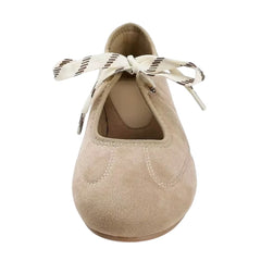 Suede Lace Up Mary Jane Flats