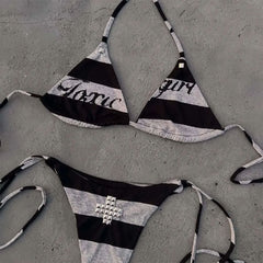 Toxic Girl Striped Bikini Set