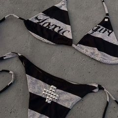 Toxic Girl Striped Bikini Set