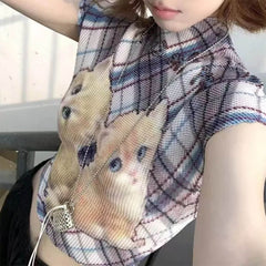 Twin Kitten Mesh Baby Tee