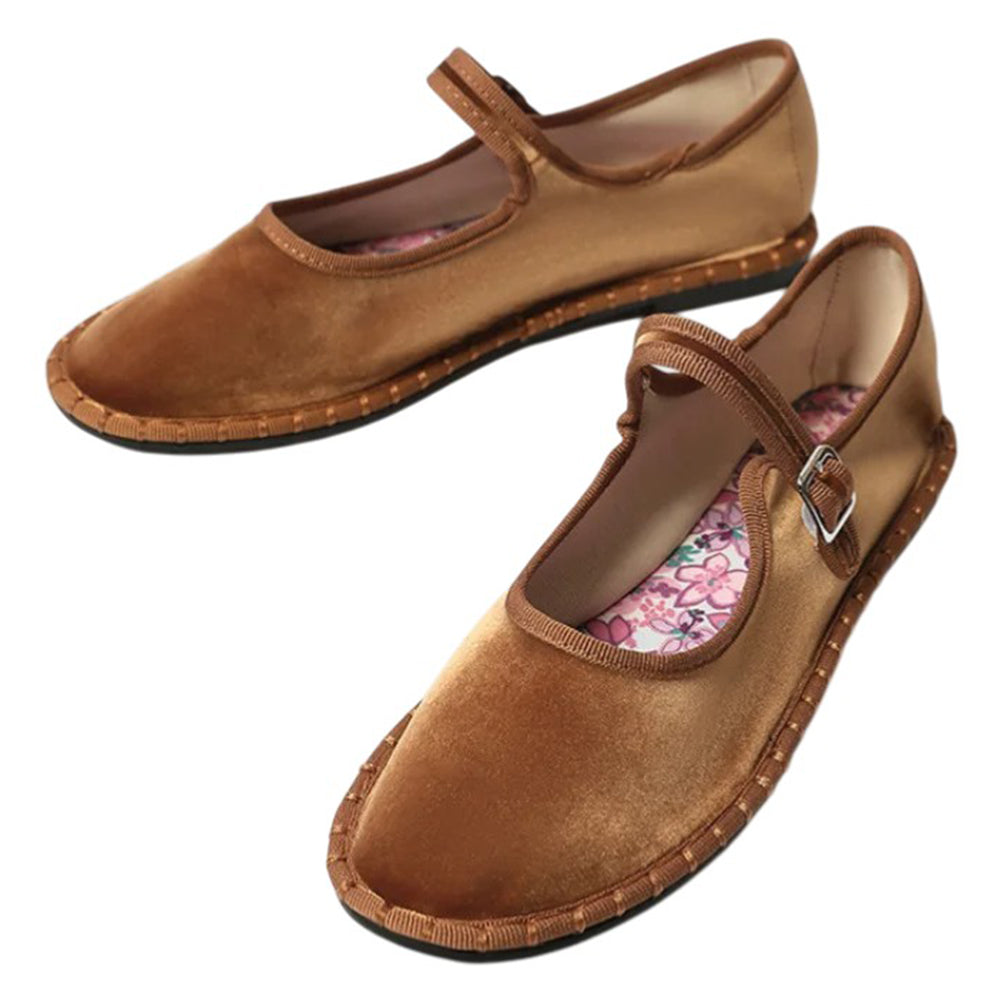 Velvet Mary Jane Flats