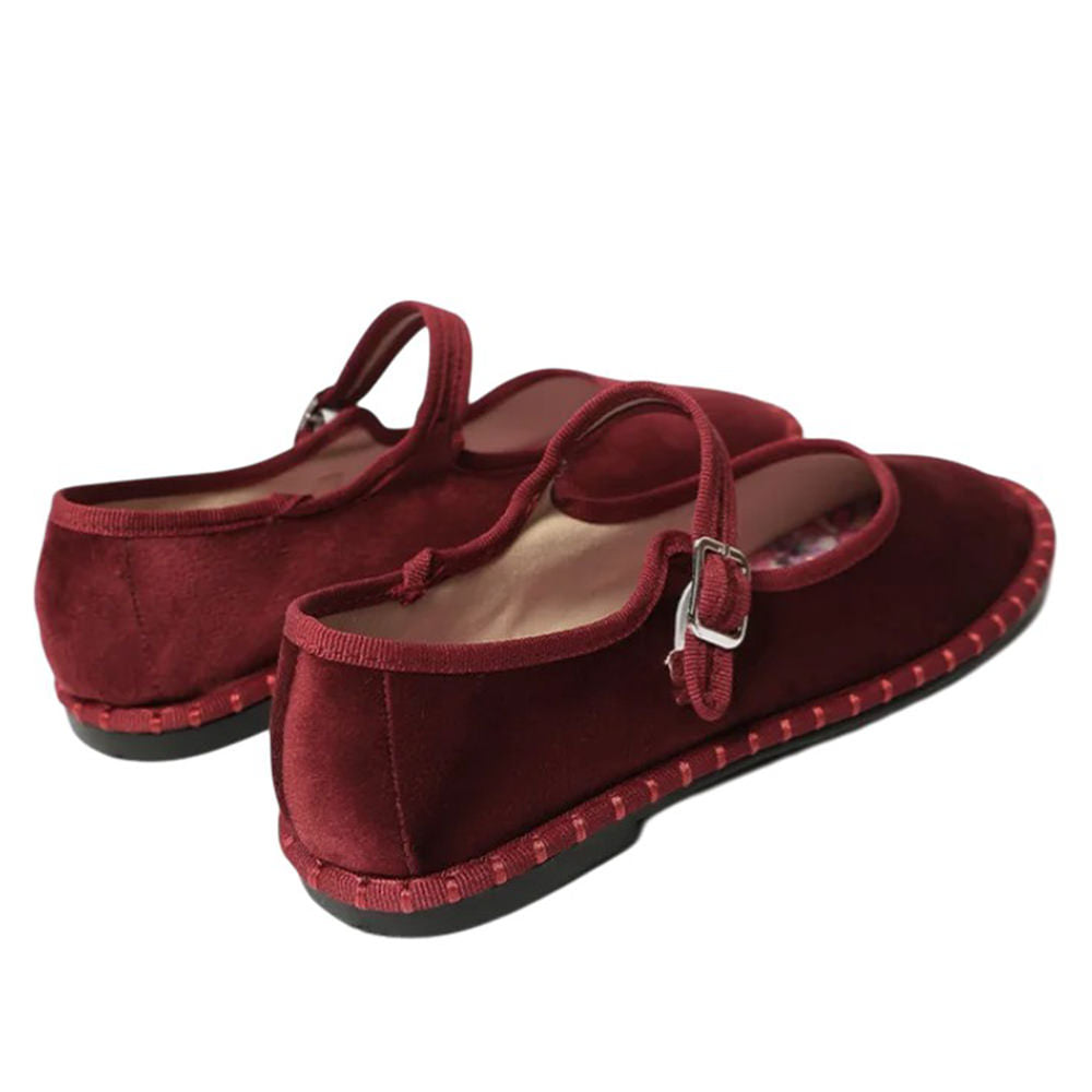 Velvet Mary Jane Flats
