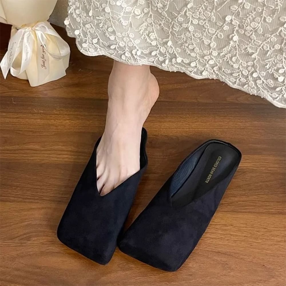 Velvet Slip On Mule Shoes