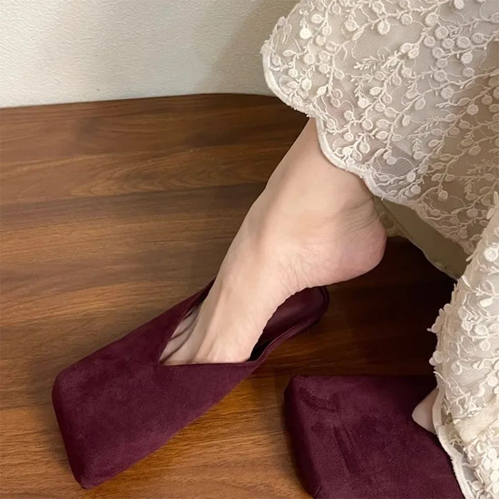 Velvet Slip On Mule Shoes
