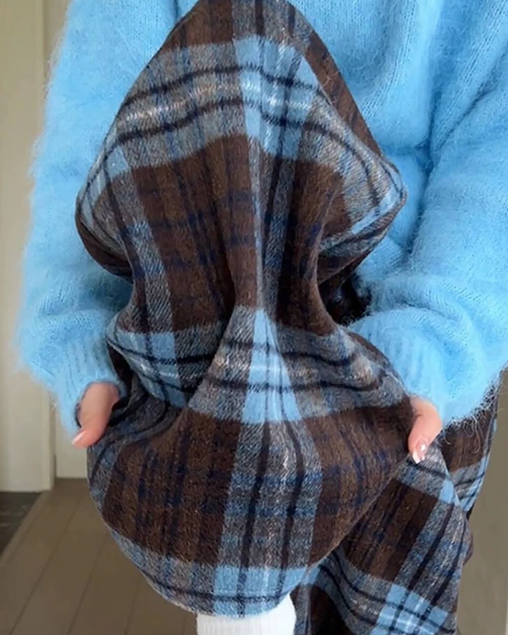 Autumn Study Vintage Plaid Wide Leg Pants