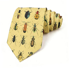 Vintage Beetle Print Tie in Yellow