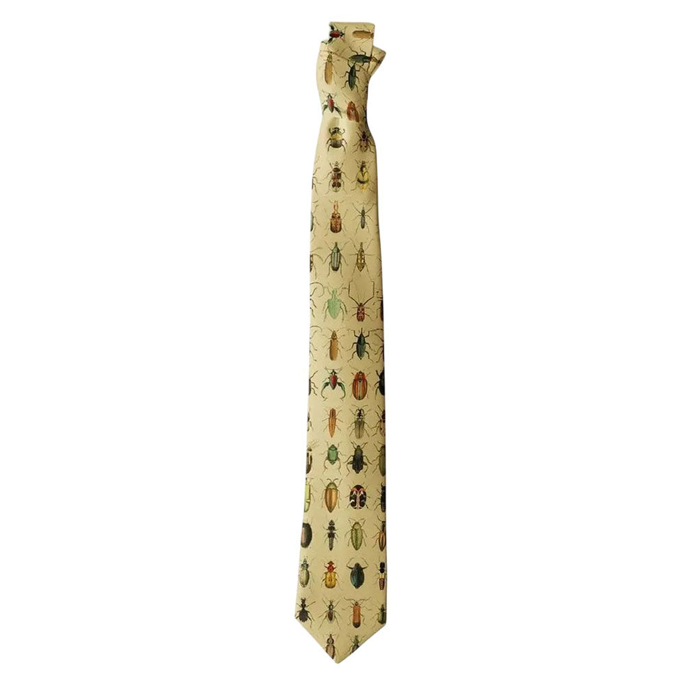 Vintage Beetle Print Tie in Yellow
