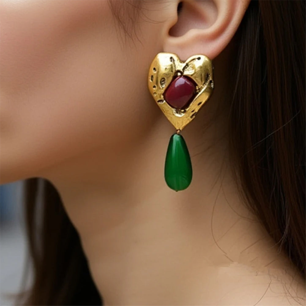 Vintage Chunky Heart Earrings
