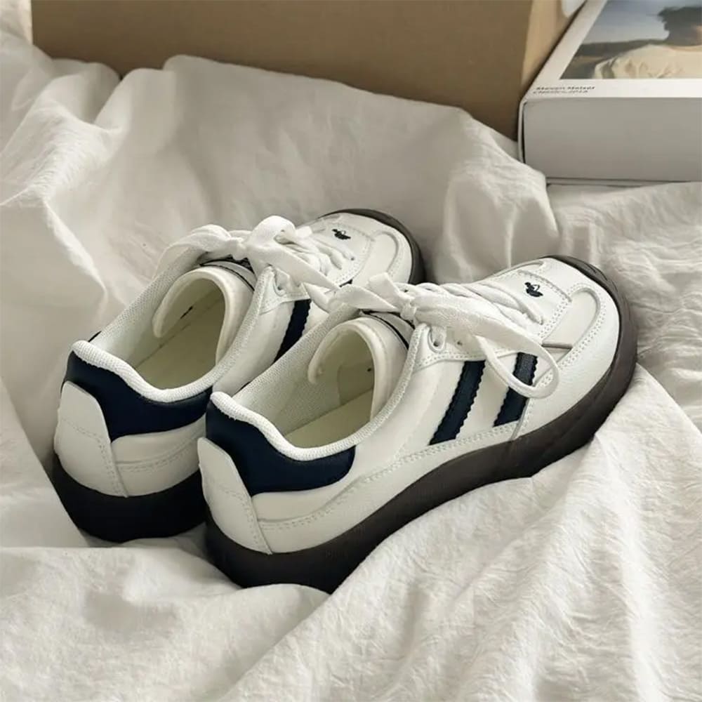 Teen Craft White & Black Stripe Sneakers