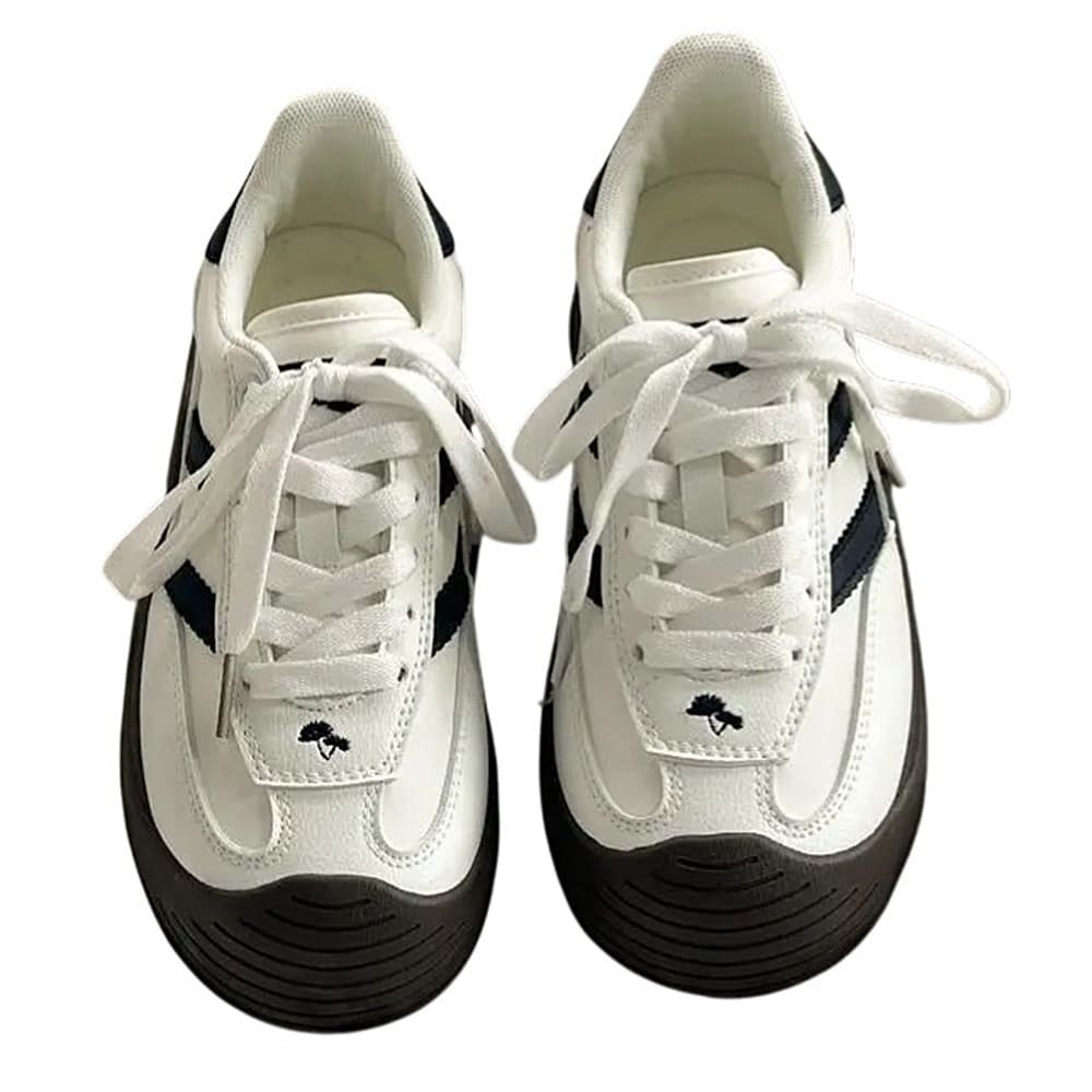 Teen Craft White & Black Stripe Sneakers