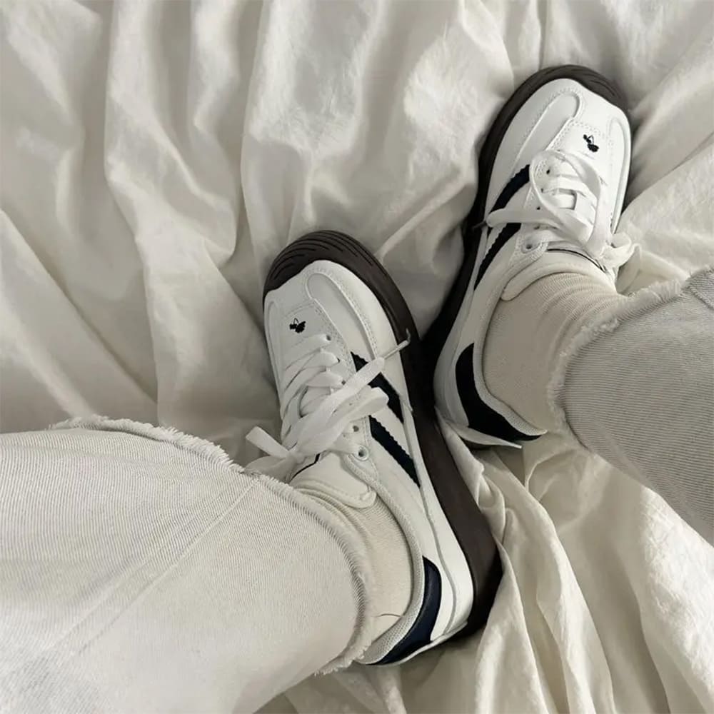 Teen Craft White & Black Stripe Sneakers
