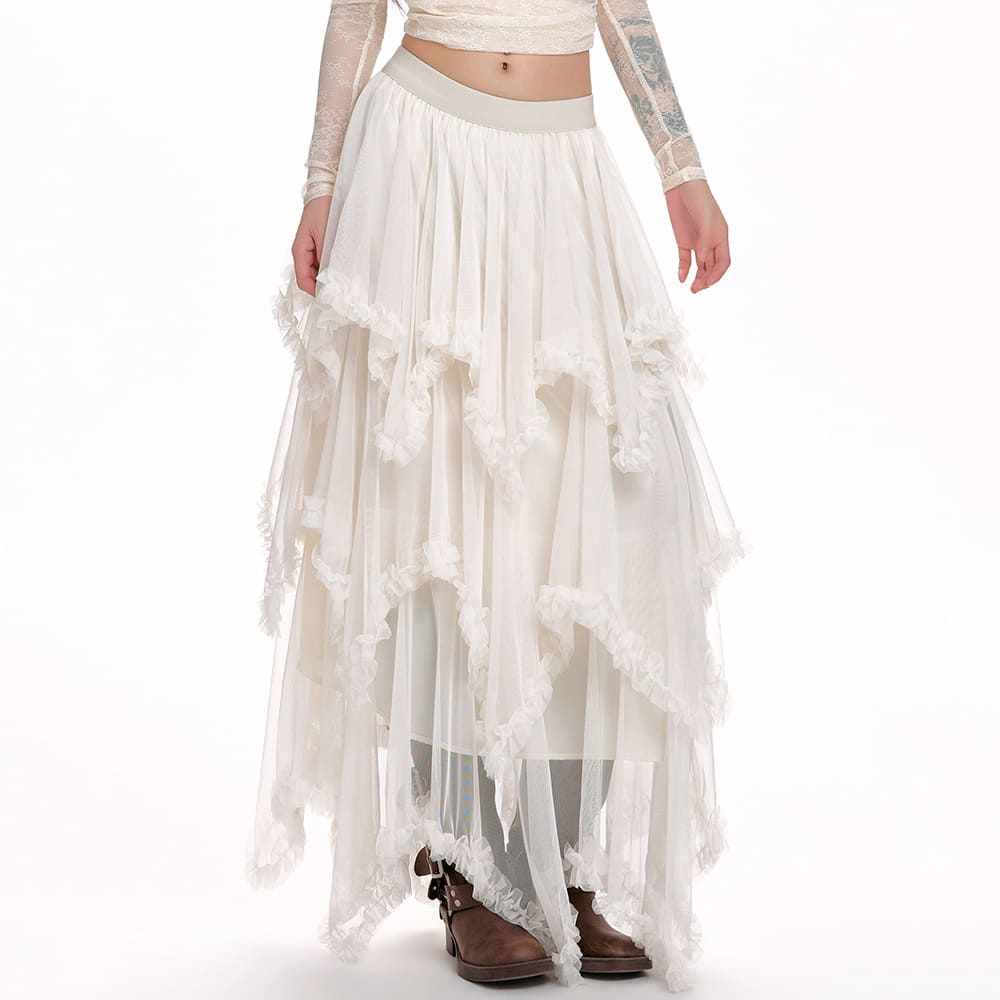 Cotton Candy Ruffle Layered Skirt