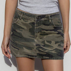 Y2K Camo Denim Mini Skirt