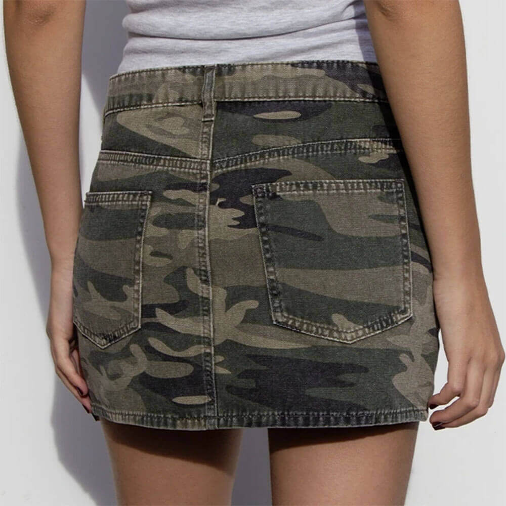 Y2K Camo Denim Mini Skirt