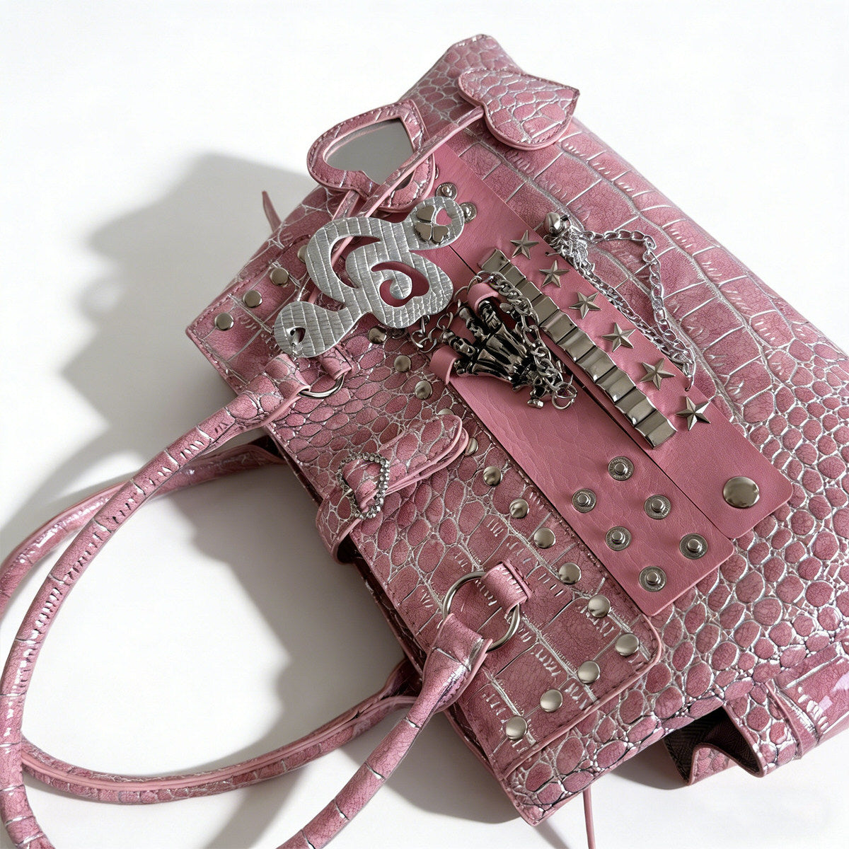 Heartbreaker Pink Croc Shoulder Bag
