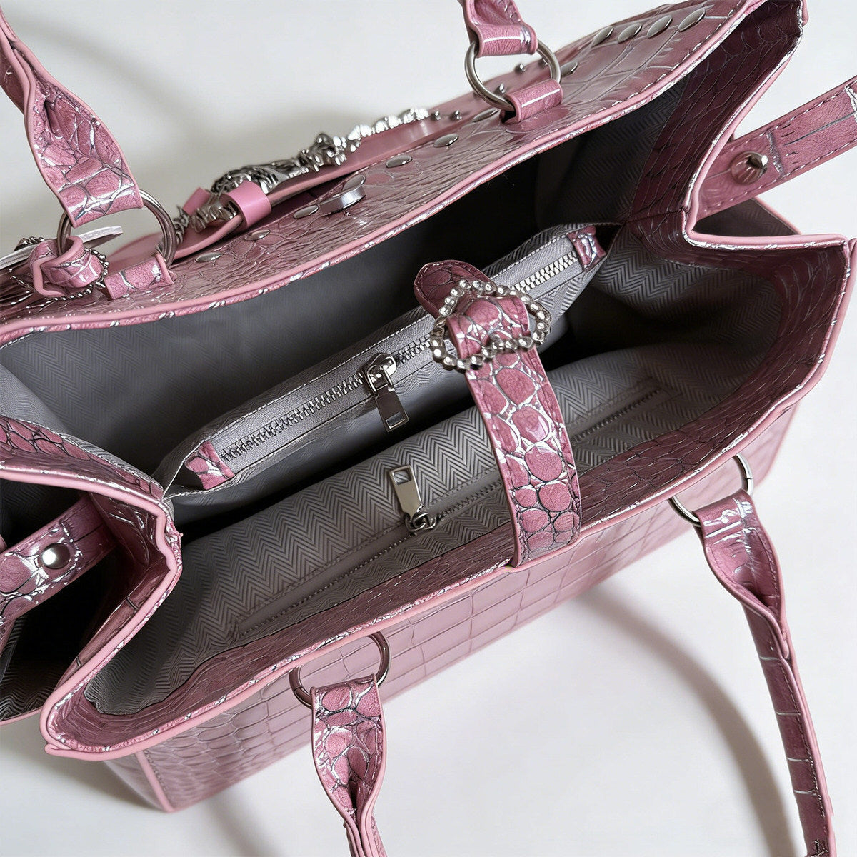 Heartbreaker Pink Croc Shoulder Bag