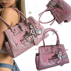 Heartbreaker Pink Croc Shoulder Bag